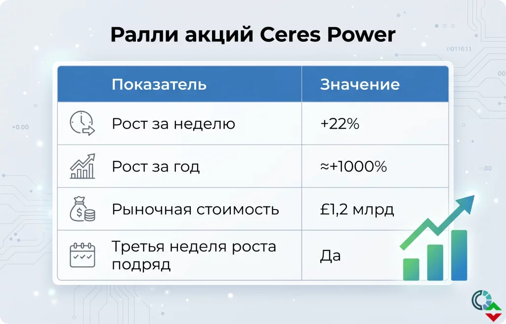 Акции Ceres Power взлетели почти на 1000% за год 1 Почему рынок резко покупает ценные бумаги ceres power