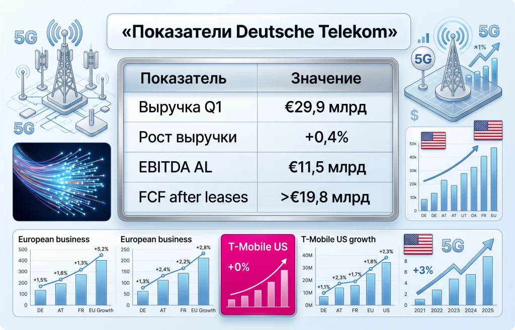 Дайджест фондового рынка за 13.05.2026: ИИ Китая, Индия и Deutsche Telekom 4 Показатели deutsche telekom май 2026