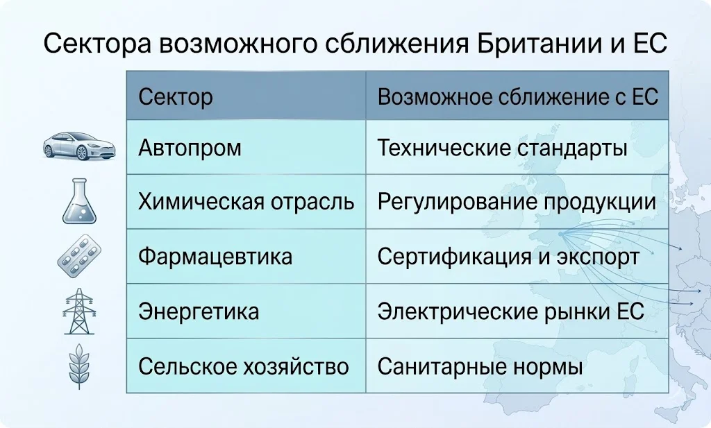 Британия сближается с ЕС: рынок ждет разворот Brexit 2 Сектора возможного сближения британии и ес
