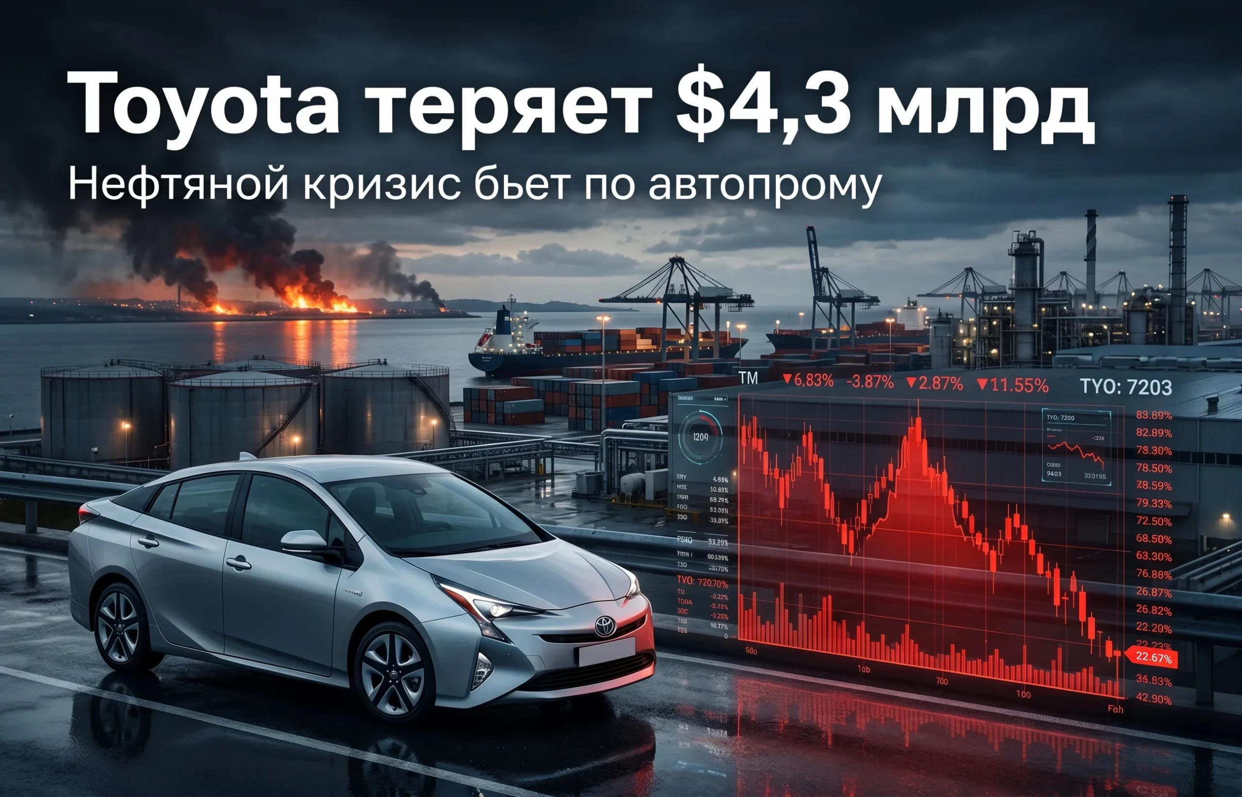 Toyota предупредила о потерях в $4,3 млрд из-за войны