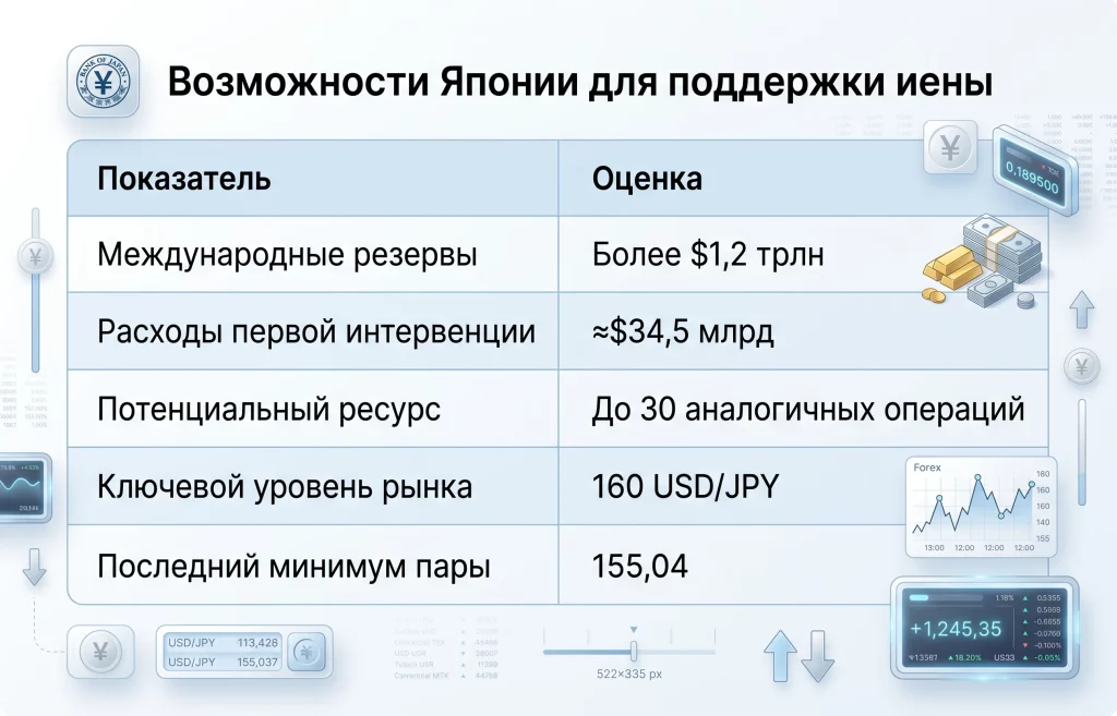 Интервенции Японии не смогли укрепить JPY ниже 155 3 Возможности японии для поддержки иены