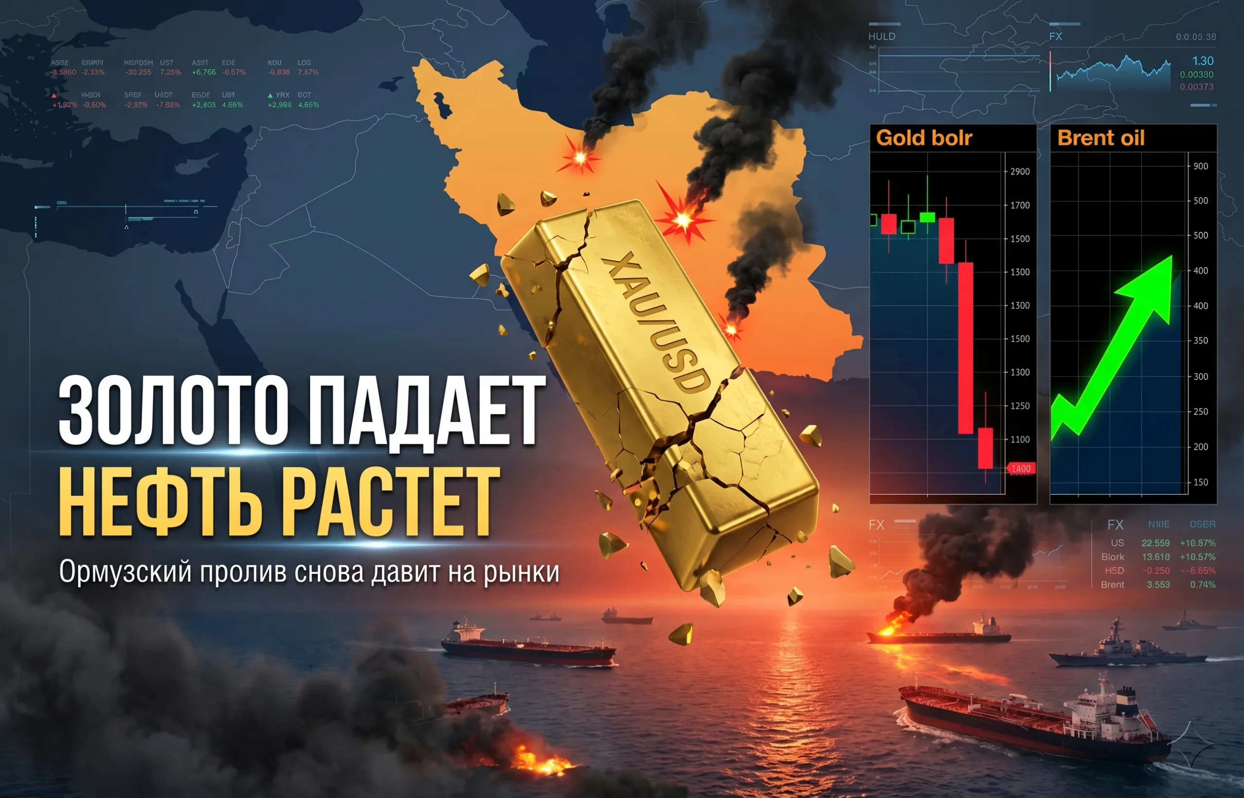 Золото падает из-за ударов США и роста нефти