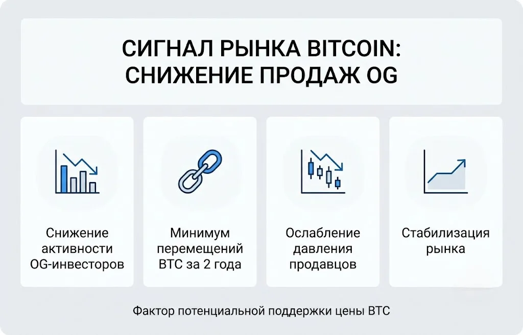 Bitcoin OG-инвесторы резко сократили продажи: что это значит для BTC?