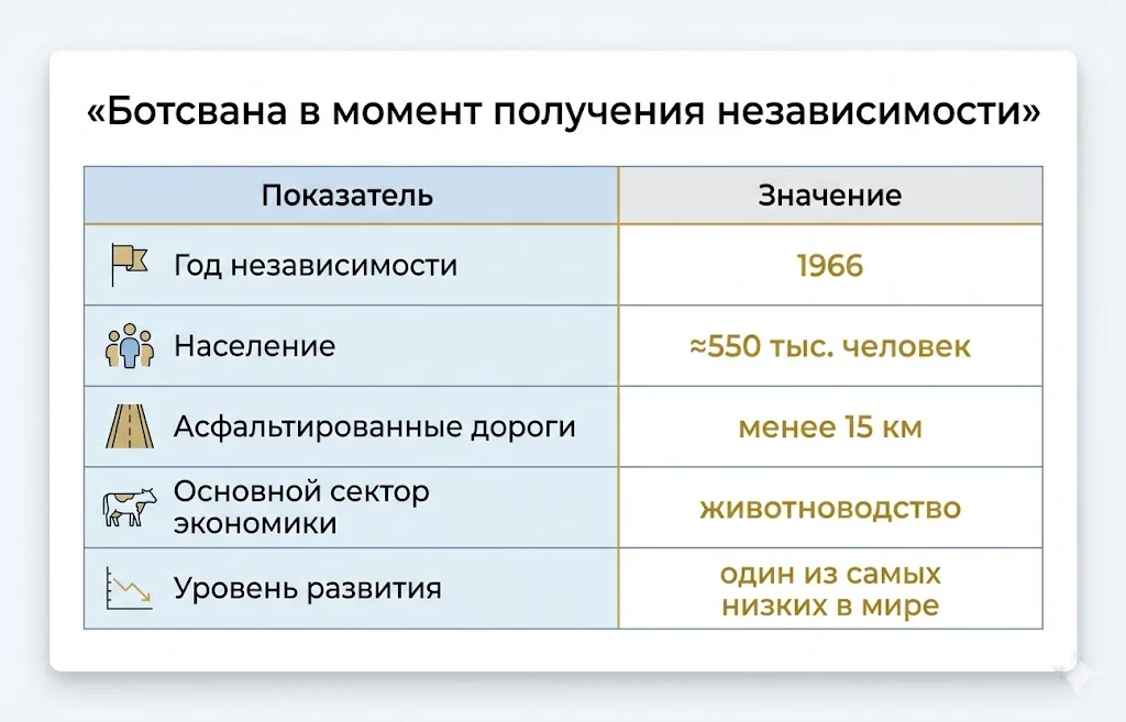 Ботсвана в момент получения независимости