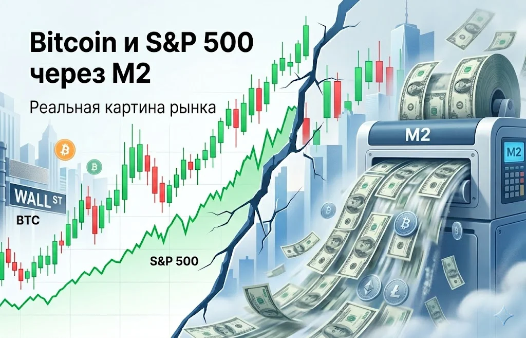 BTC и S&P 500 через призму M2: скрытая слабость рынков
