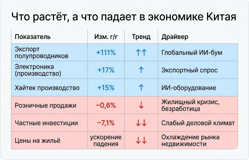 Экономика Китая: первый обвал потребления с эпохи COVID 3 Что растёт, а что падает в экономике китая