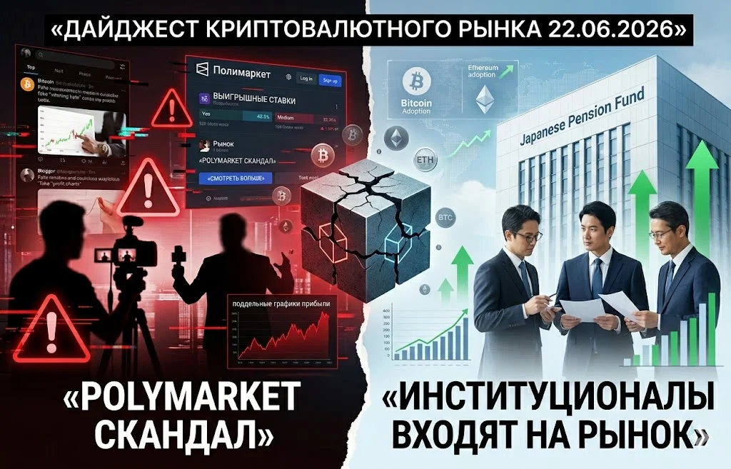 Дайджест криптоновостей за 22.06.2026: скандалы, взломы и рост институционалов