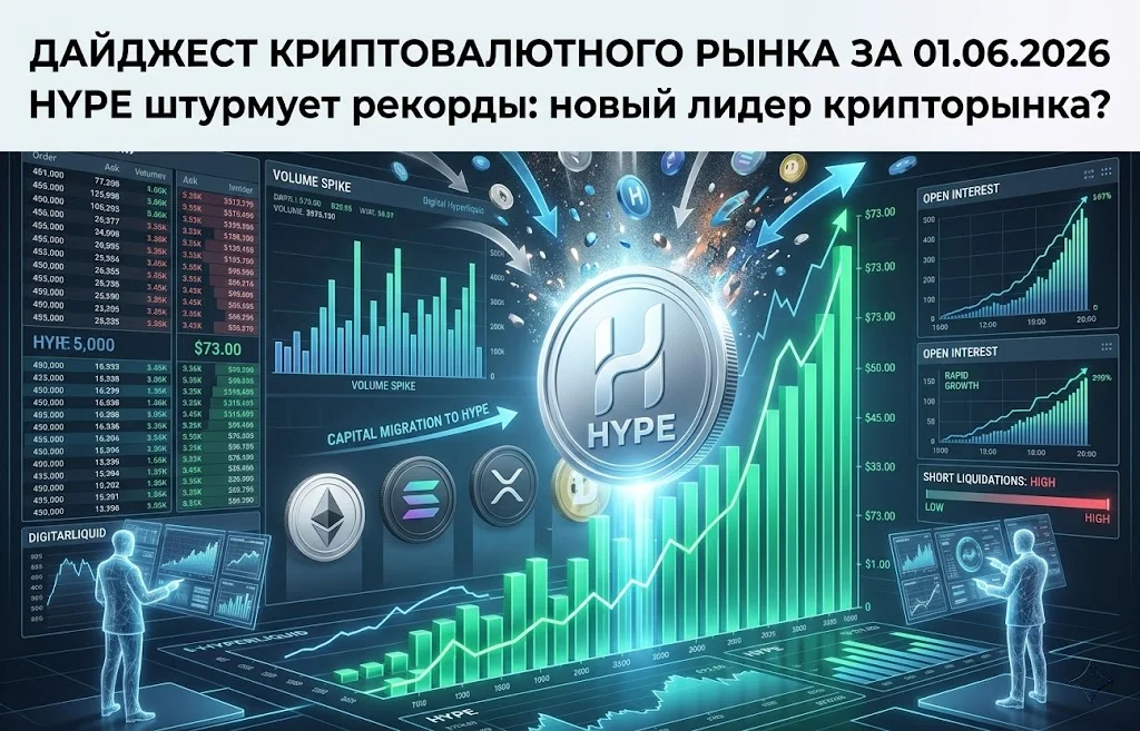 Дайджест криптовалютного рынка за 01.06.2026: HYPE, XRP, BNB и Ethereum