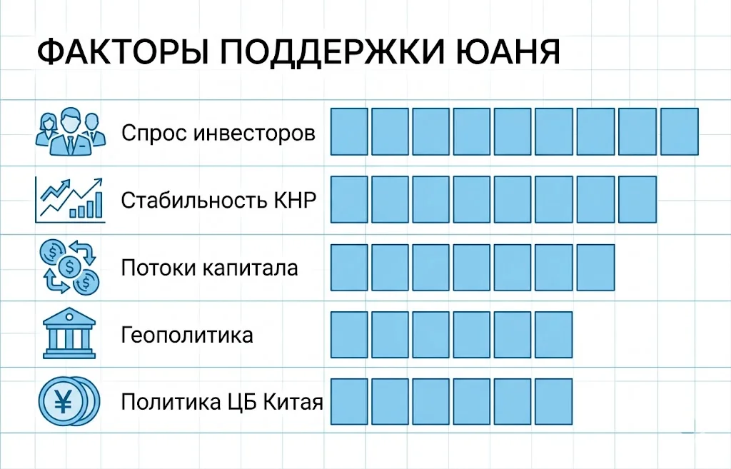 Курс юаня обновил максимум 2 Диаграмма факторов поддержки юаня