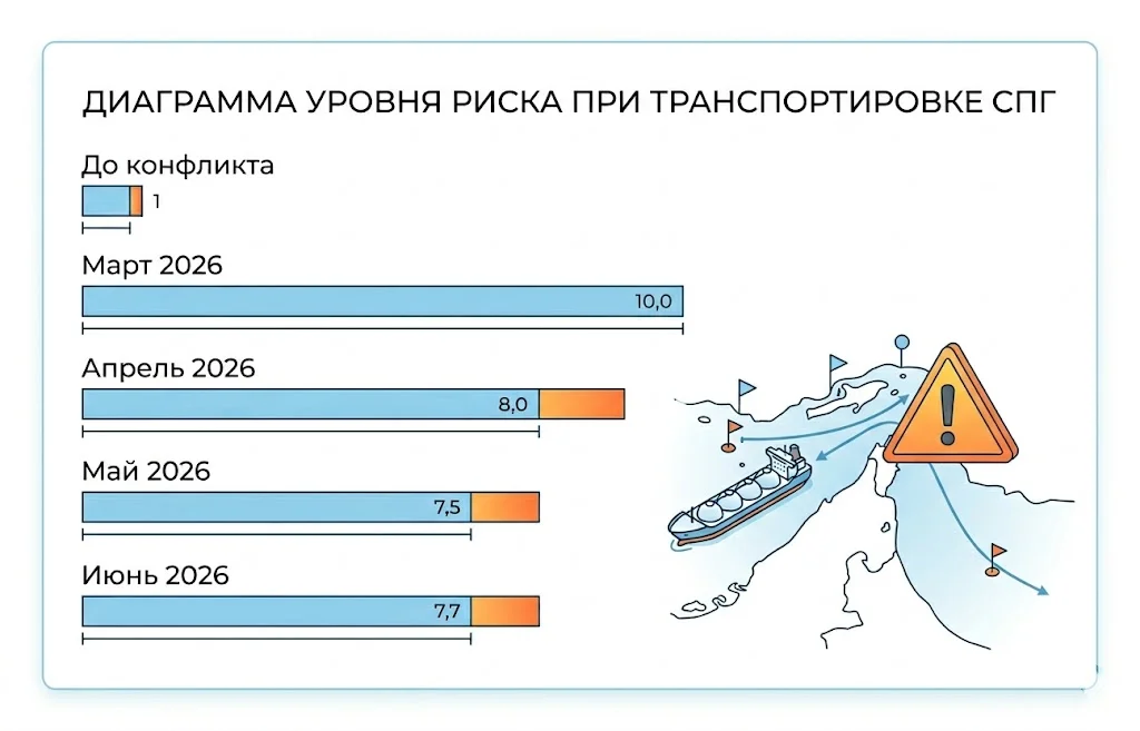 Рынок СПГ уходит в «тень»: Ормузский пролив меняет правила игры 2 Диаграмма уровня риска при транспортировке спг