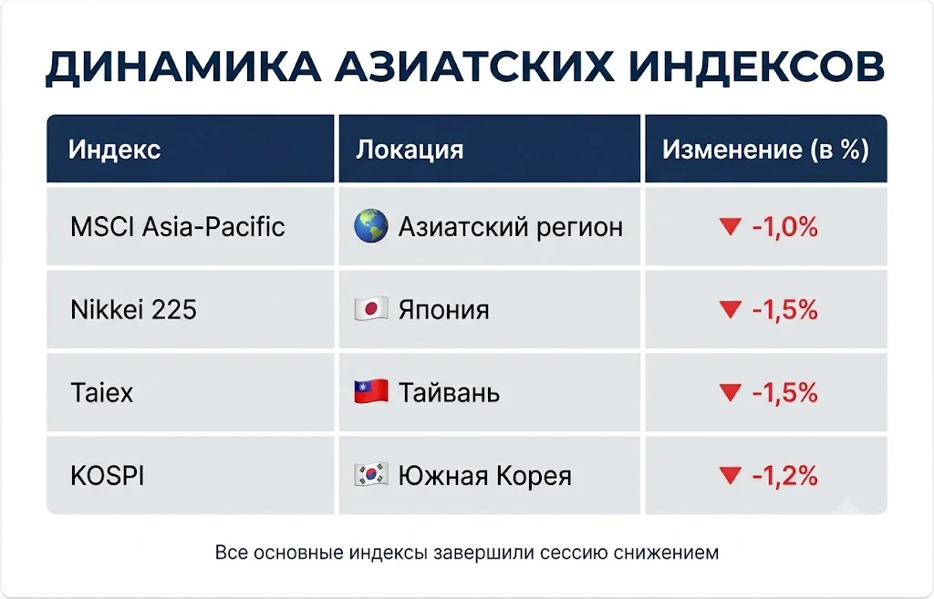 Падение фондовых рынков: нефть и Иран обрушили IT-сектор 1 Динамика азиатских индексов