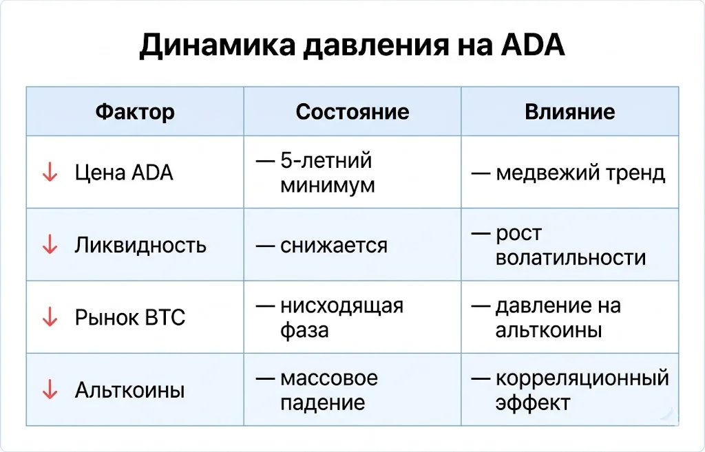 Динамика давления на ada