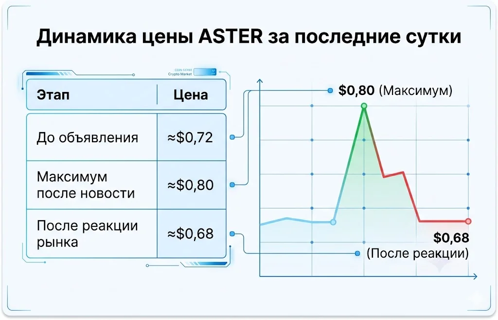 Динамика цены aster за последние сутки