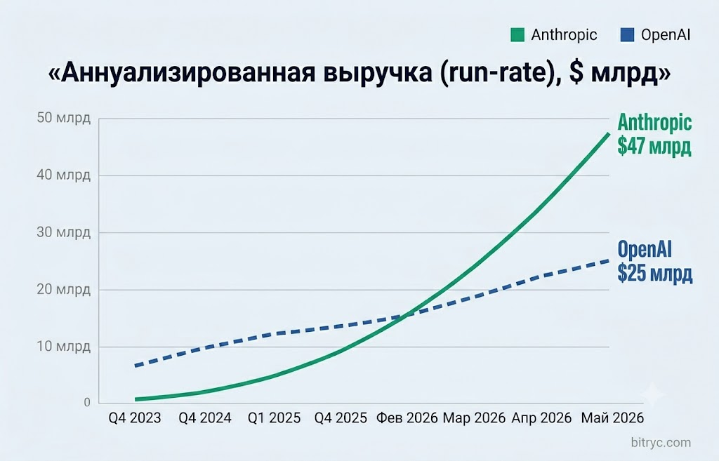 Динамика выручки anthropic и openai