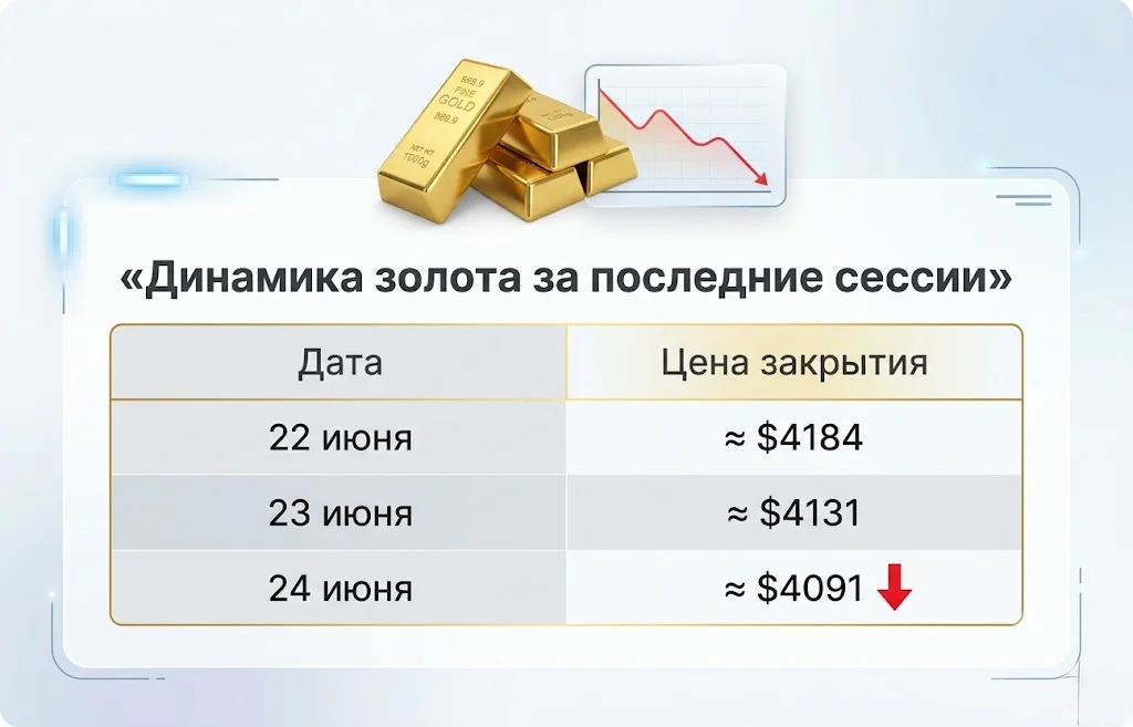 Золото упало ниже $4100: почему банки ухудшают прогнозы? 1 Динамика золота за последние сессии