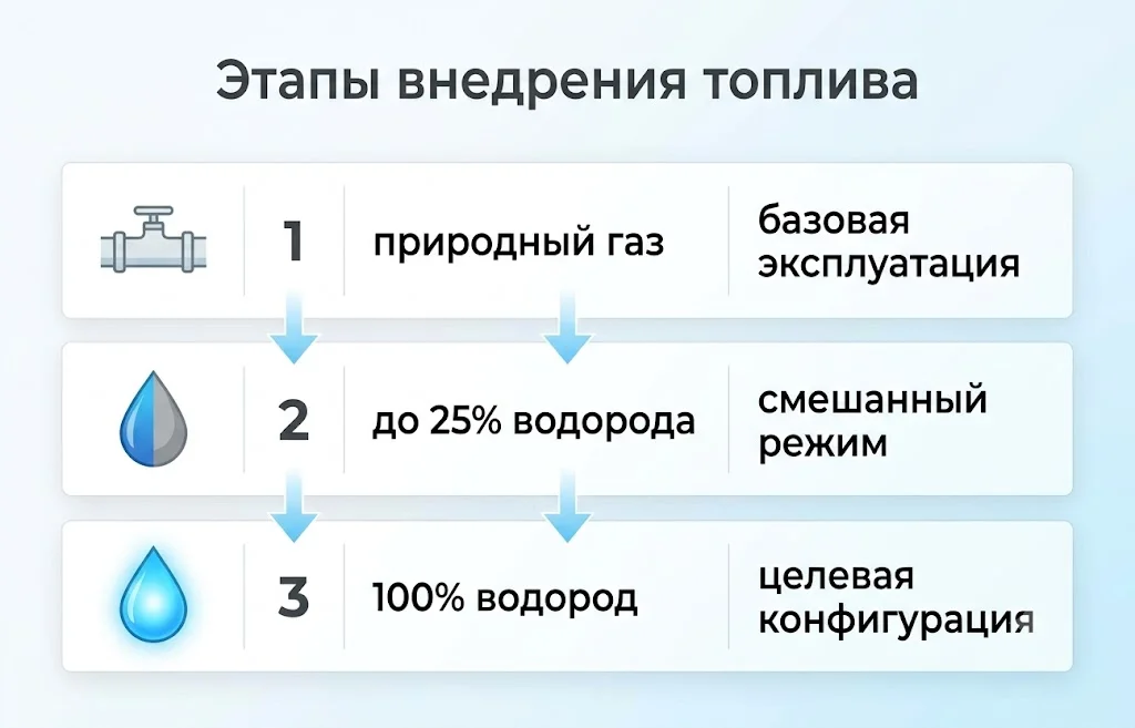 Водородный двигатель Wartsila изменит энергорынок? 2 Этапы внедрения топлива