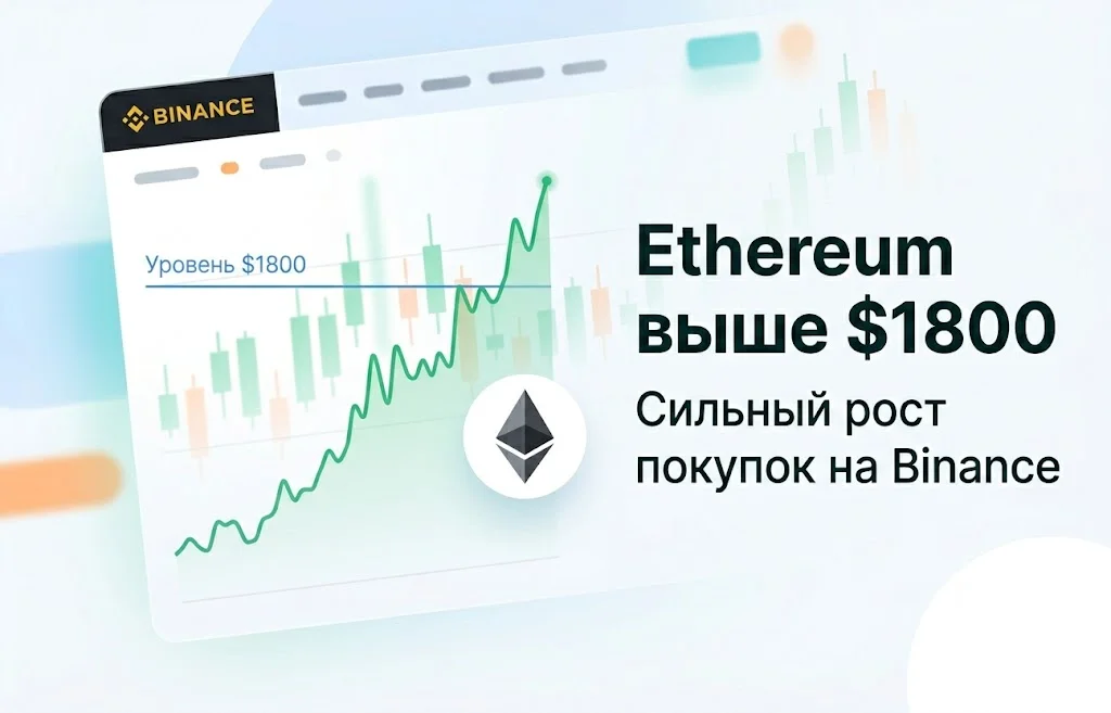 Ethereum выше $1800: всплеск покупок на $2,8 млрд