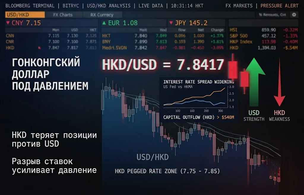Гонконгский доллар под прессингом: HKD падает на фоне роста USD