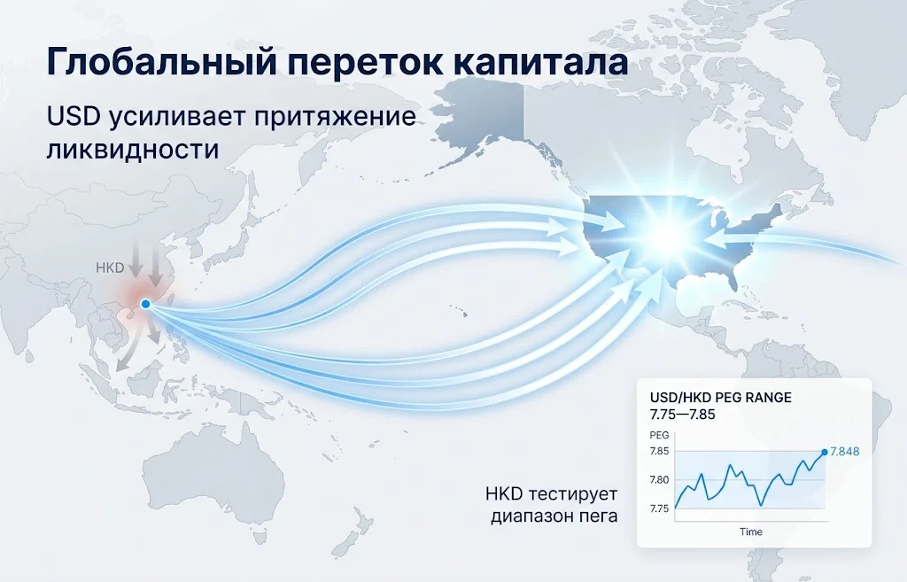 Гонконгский доллар под прессингом: HKD падает на фоне роста USD