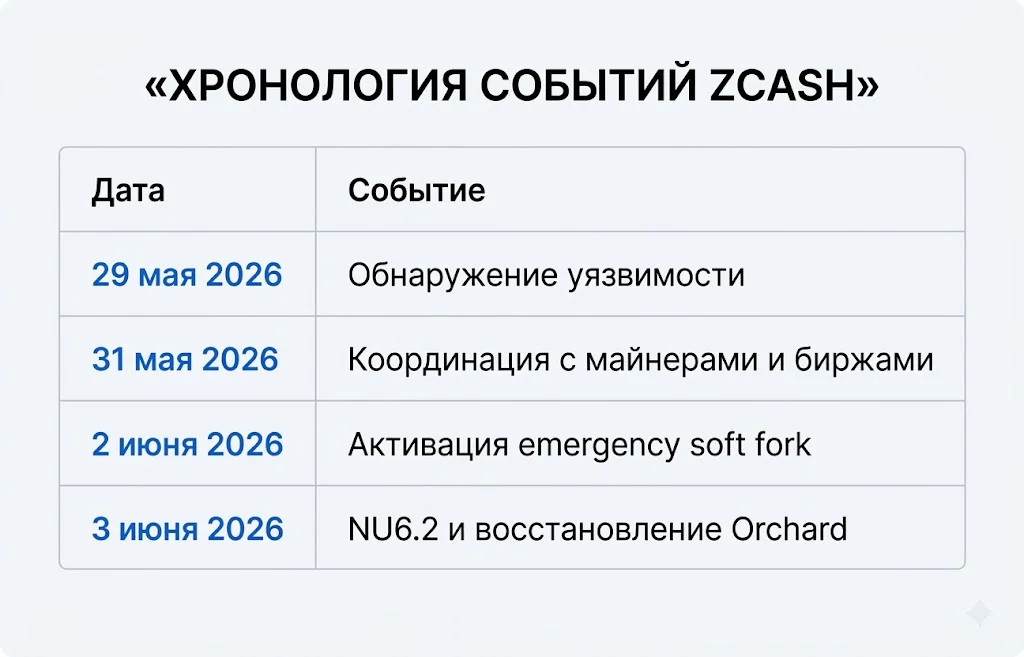 Хронология событий zcash