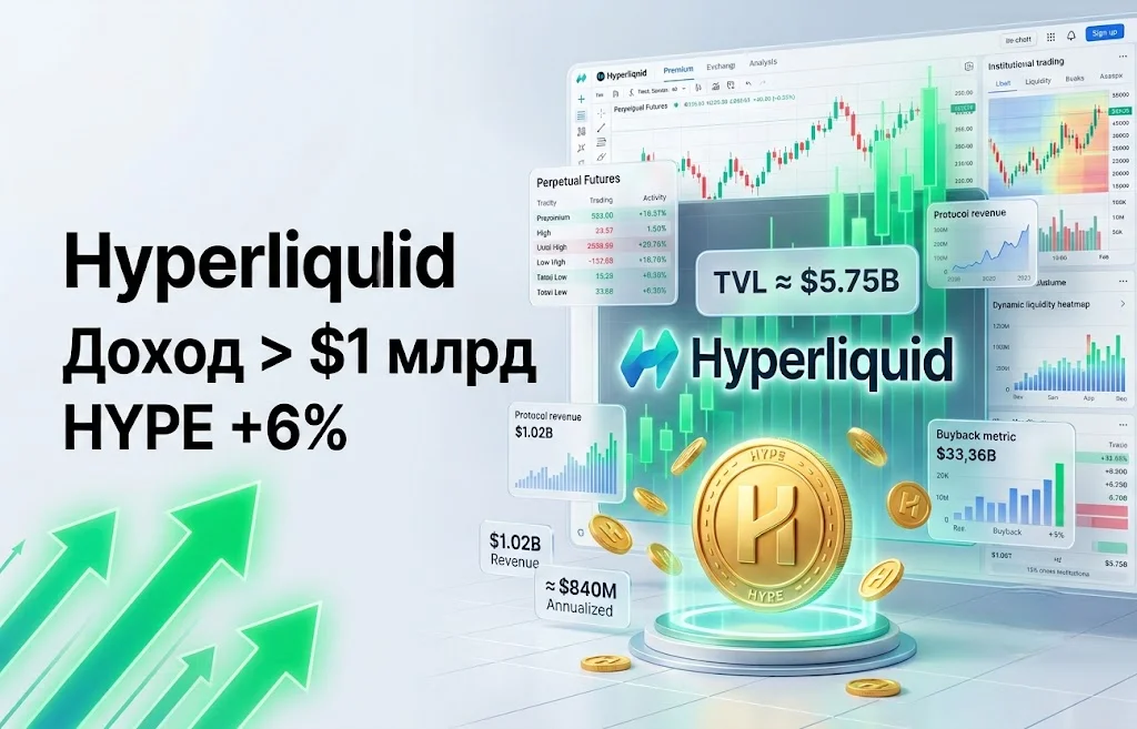 Hyperliquid преодолел $1 млрд дохода: вырастет ли HYPE до $80?