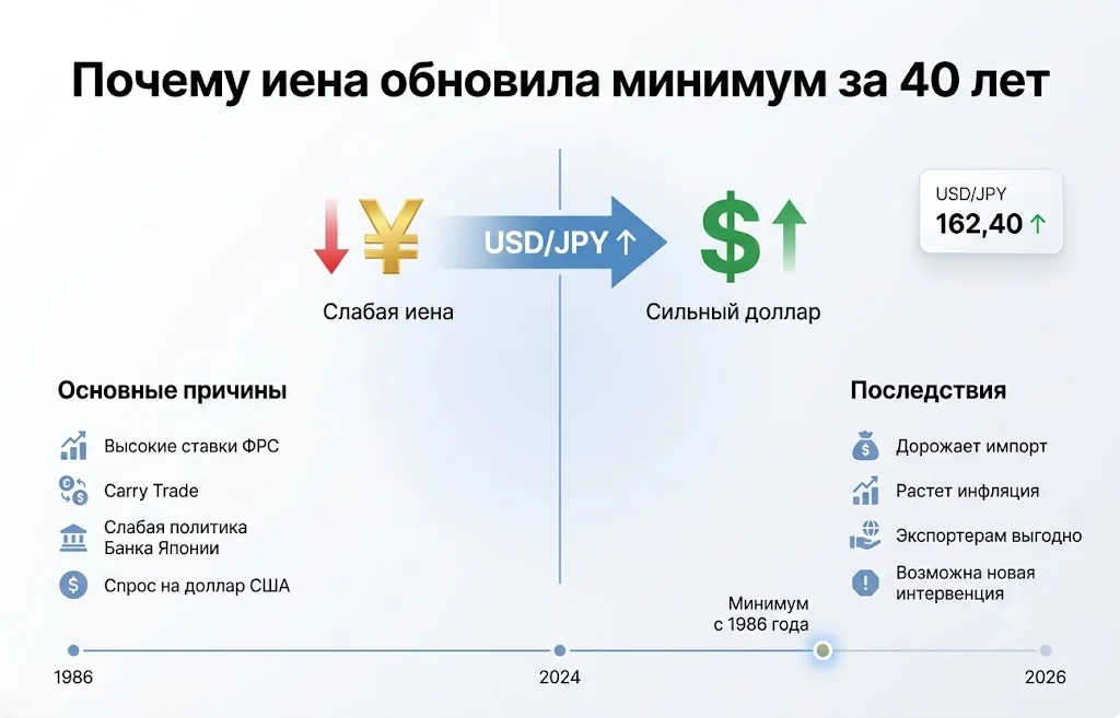 Иена обновила 40-летний минимум: что стоит за новым обвалом курса?