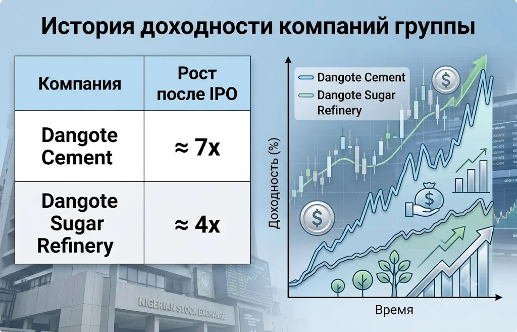 История доходности компаний группы