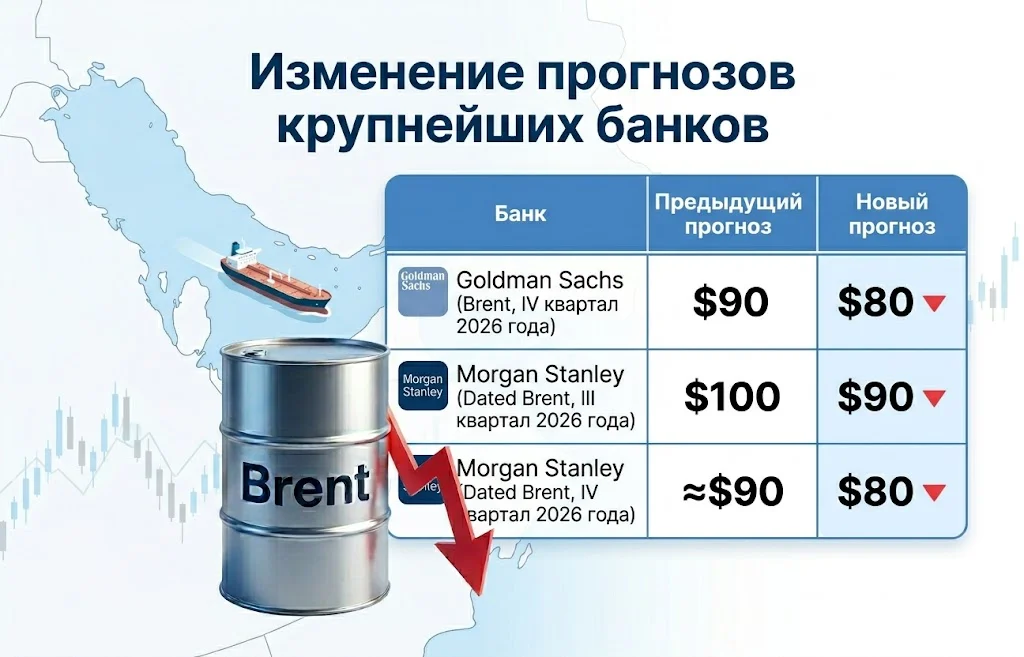 Прогнозы по нефти пересмотрены: что ждут банки Уолл-стрит? 1 Изменение прогнозов крупнейших банков