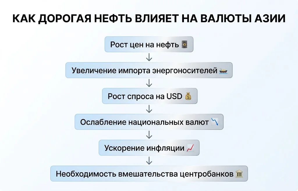 Как дорогая нефть влияет на валюты азии