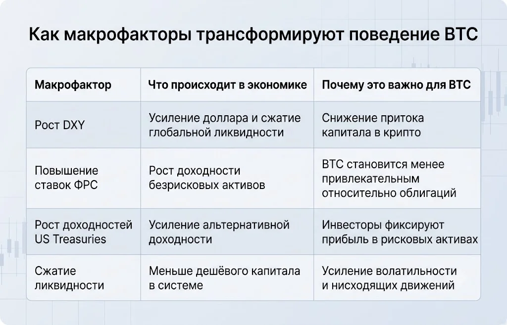 Как макрофакторы трансформируют поведение btc