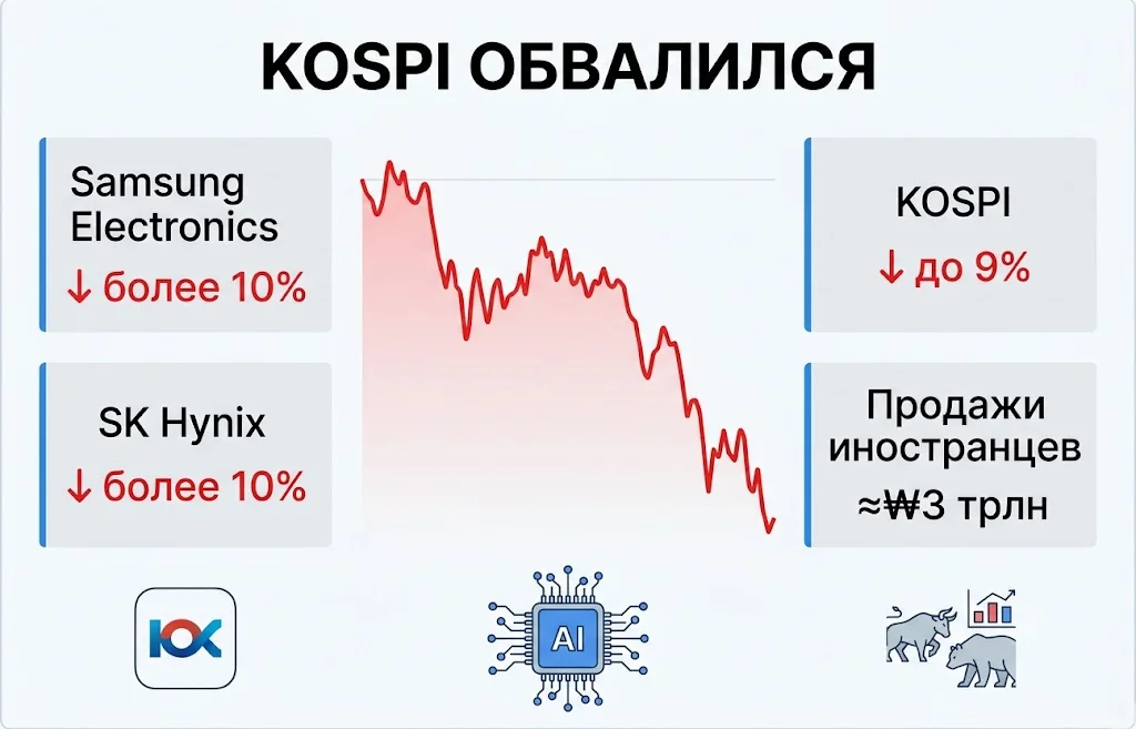 Kospi рухнул на 9%: южнокорейские акции обвалились вслед за чипмейкерами