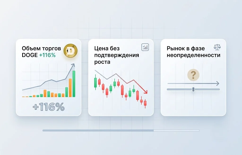 Объем торгов Dogecoin вырос на 116% за сутки: что ждет DOGE?