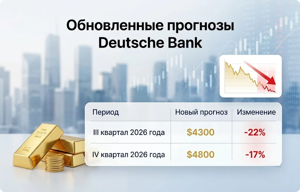 Золото упало ниже $4100: почему банки ухудшают прогнозы? 2 Обновленные прогнозы deutsche bank