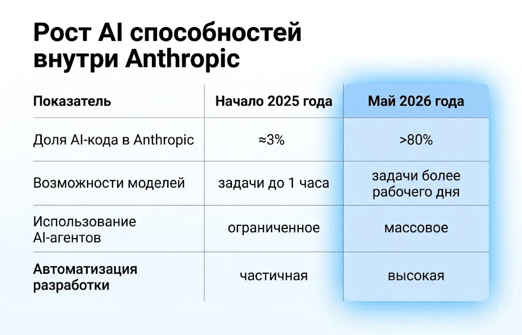 ИИ начал создавать ИИ: почему Anthropic уже бьет тревогу? 1 Основные изменения за последние полтора года