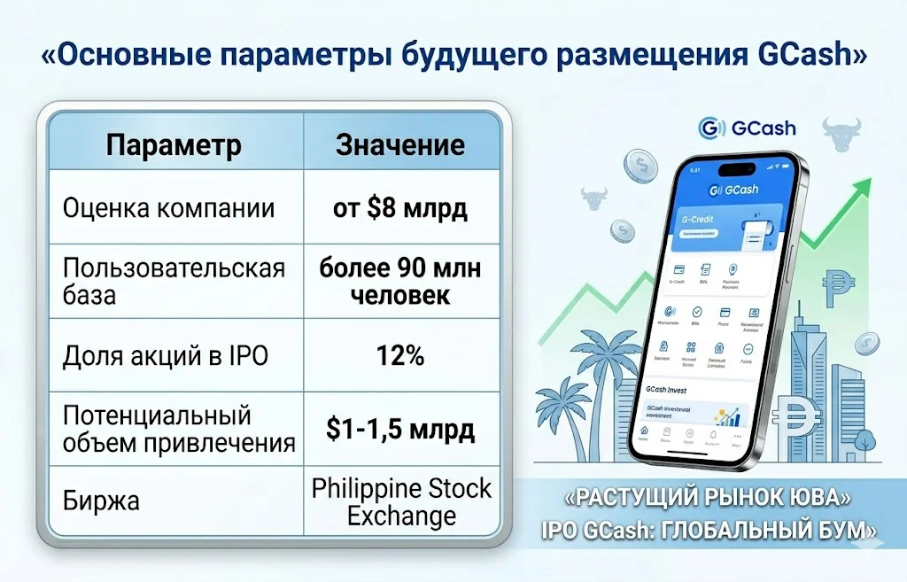 Основные параметры будущего размещения gcash