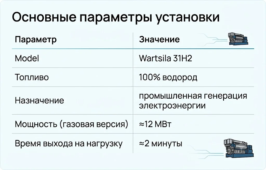Водородный двигатель Wartsila изменит энергорынок? 1 Основные параметры установки wartsila 31h2
