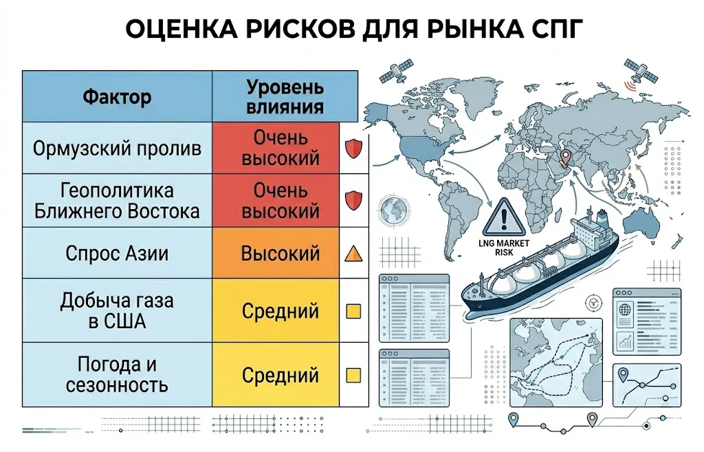 Рынок СПГ уходит в «тень»: Ормузский пролив меняет правила игры 4 Оценка рисков для рынка спг