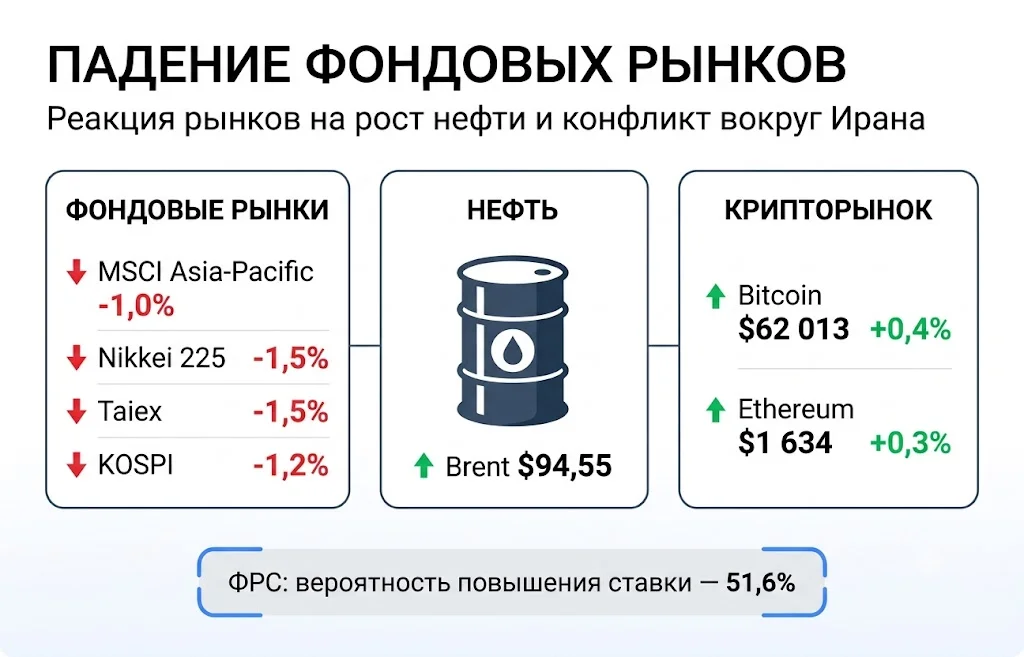 Падение фондовых рынков: нефть и Иран обрушили IT-сектор