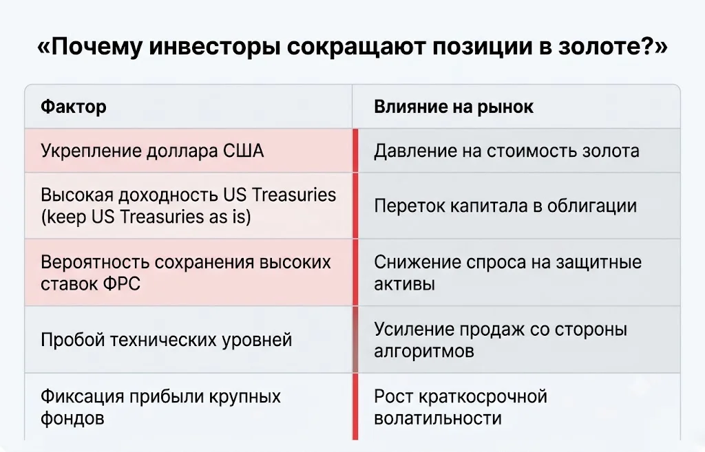 Почему инвесторы сокращают позиции в золоте