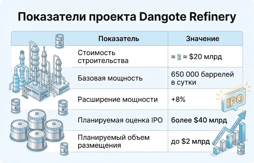 Показатели проекта dangote refinery