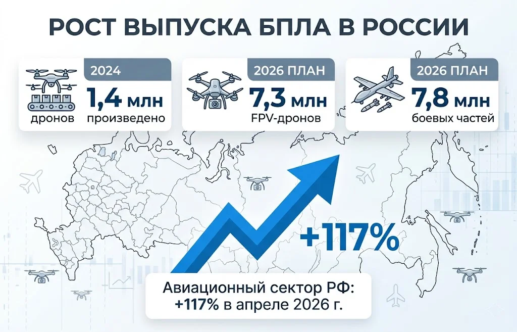 Производство дронов в России растет быстрее всей оборонки