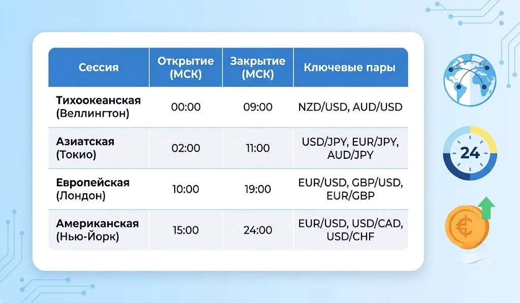 Расписание торговых сессий