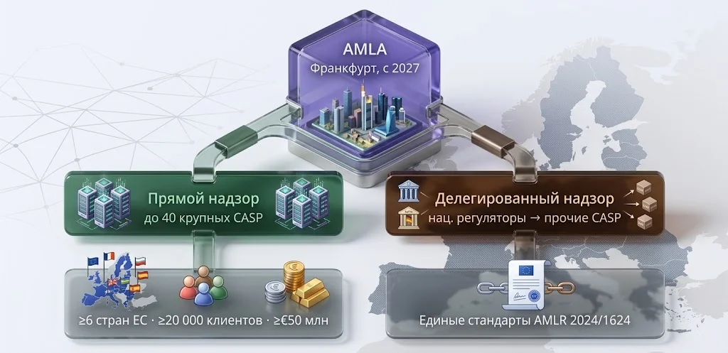 ЕС запрещает анонимные крипто-счета: что изменится в AML 2027? 3 Схема распределения надзорных функций