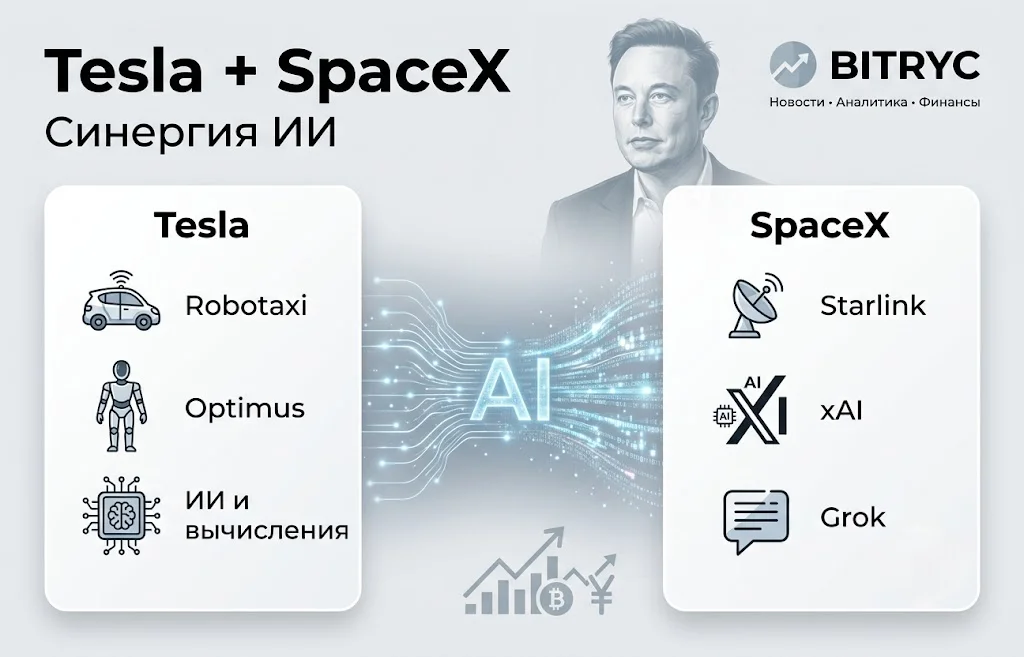 Слияние Tesla и SpaceX? Почему рынок снова верит в план Маска?