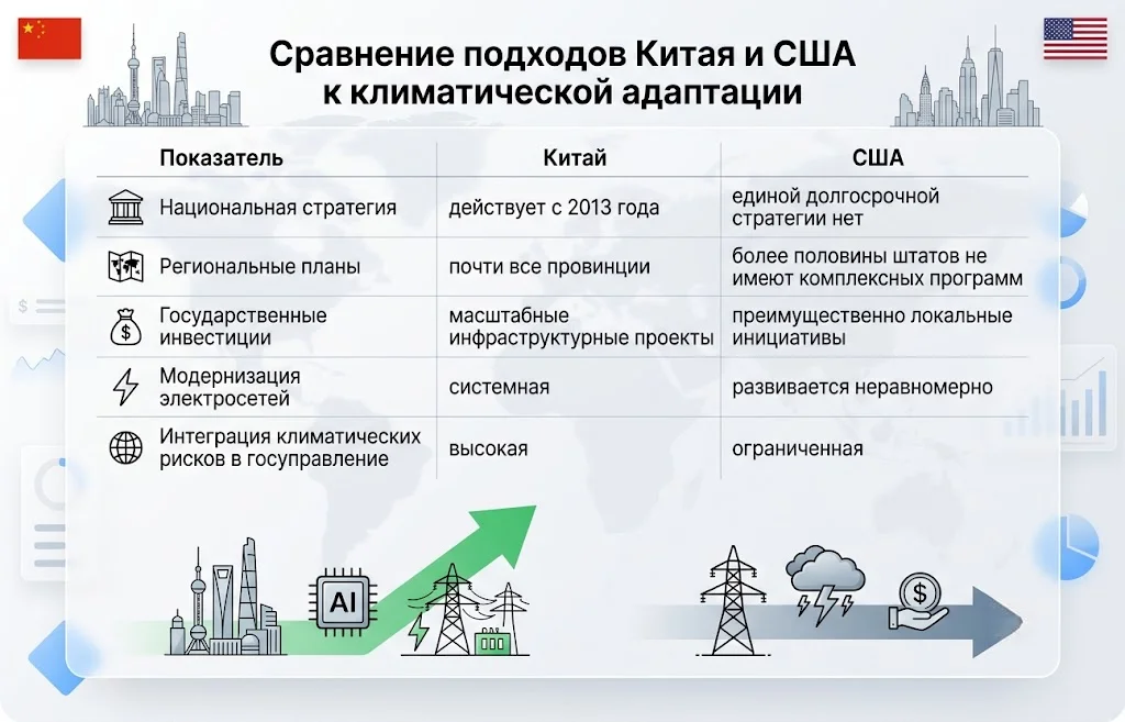 Сравнение подходов китая и сша к климатической адаптации