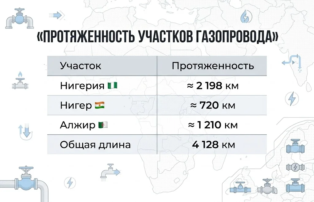 Структура маршрута транссахарского газопровода