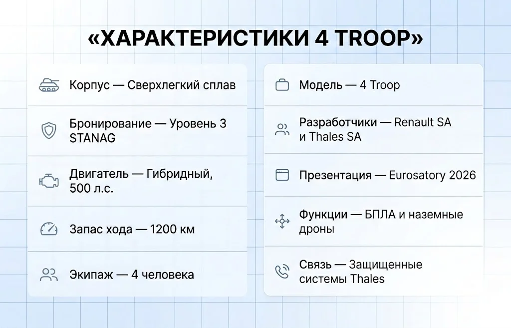 Renault и Thales выходят на рынок военной техники Европы 1 Таблица характеристик проекта