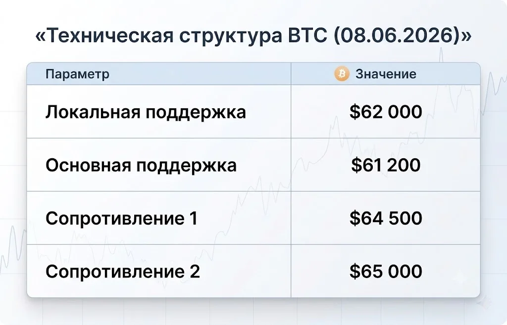 Техническая структура btc (08.06.2026)