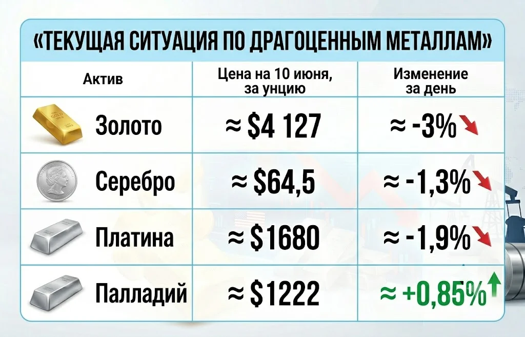 Текущая ситуация по драгоценным металлам