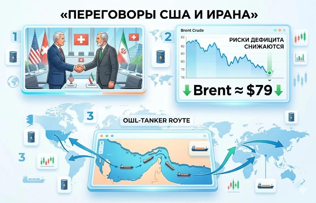 Нефть Brent опустилась ниже $80 после переговоров США и Ирана